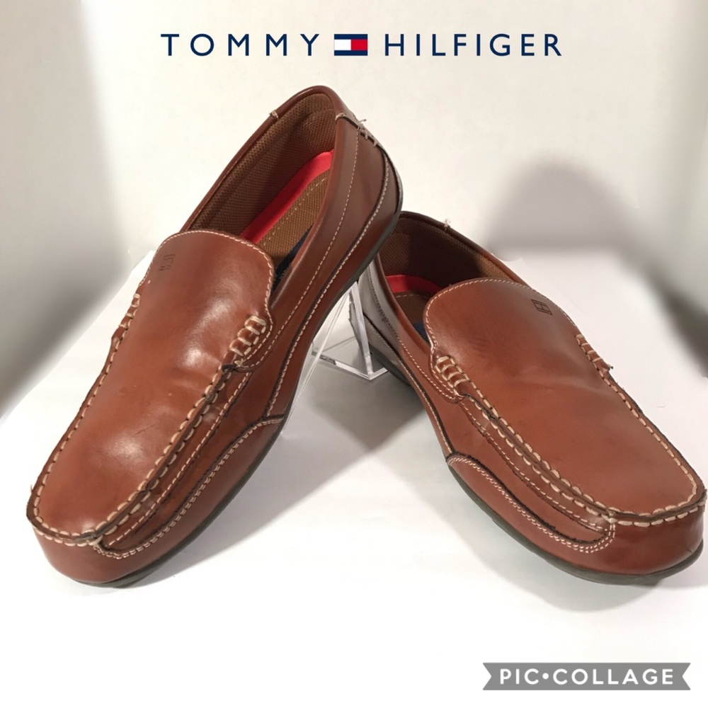 Tommy Hilfiger Cognac Brown Mens Loafers Sz 9